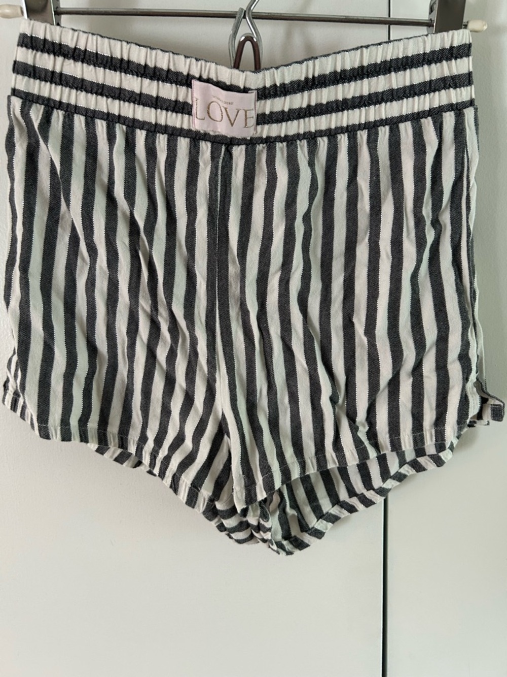 Victoria’s Secret Grey and White Vertical Stripe Lounge Shorts